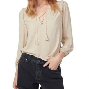 NWT PAIGE Blouse Peasant Top Shaylene Top Sand Dollar Tan